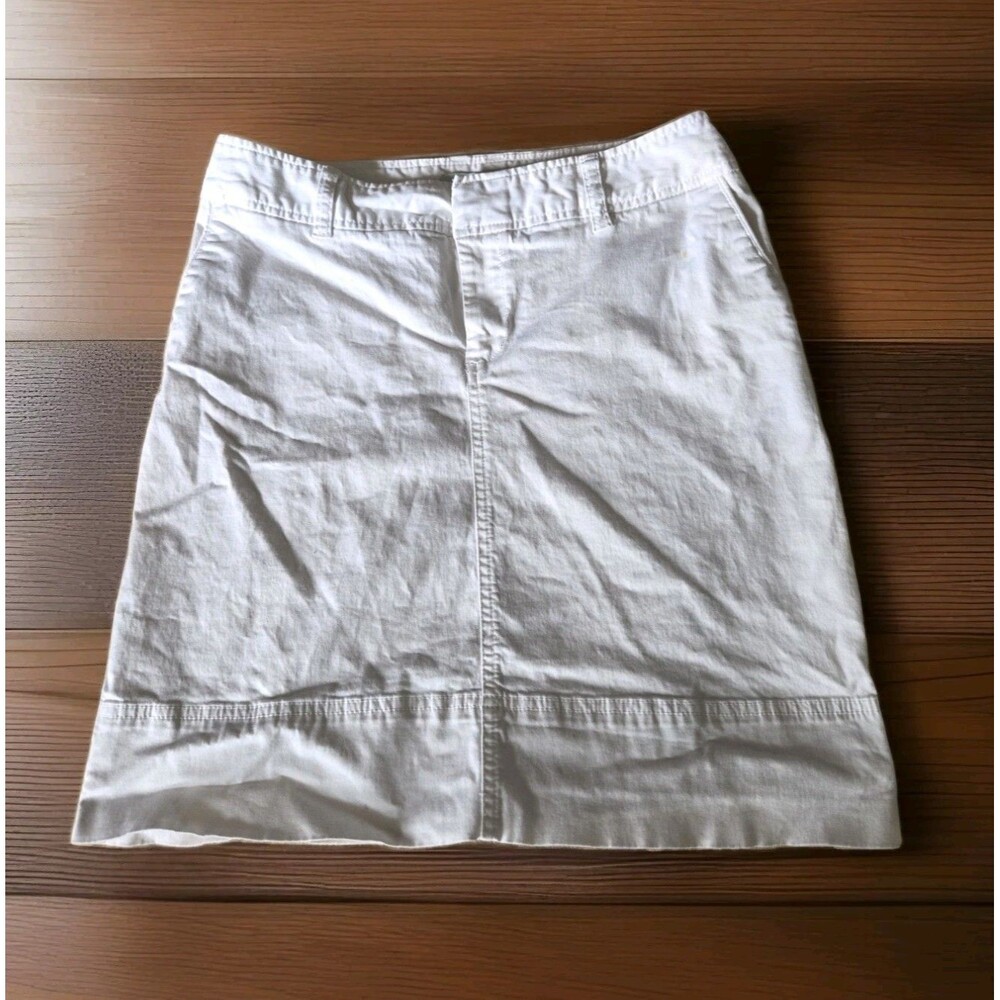Merona All White Skirt Knee Length Midi Pencil Women Size 4 Pockets Uniform Work